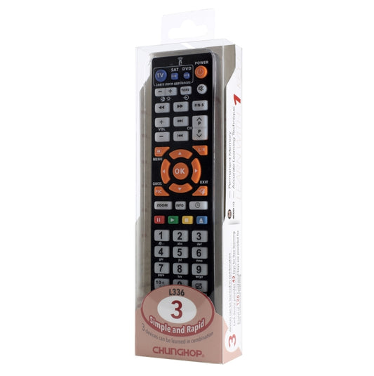 CHUNGHOP L336 Universal Smart Learning Remote Controller for TV / CBL / DVD, L336(Black)