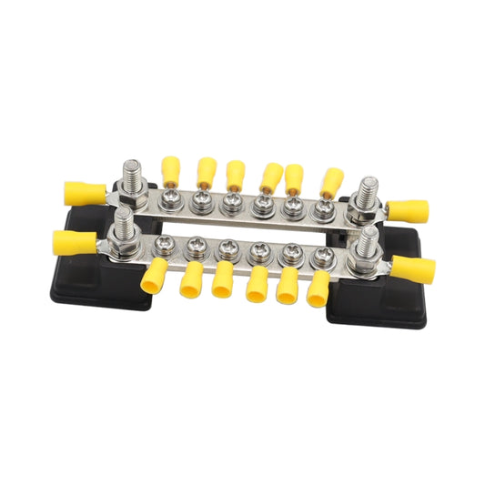 CP-3052 150A 12-48V RV Yacht Double-row 6-way Busbar with 16pcs Terminals, CP-3052