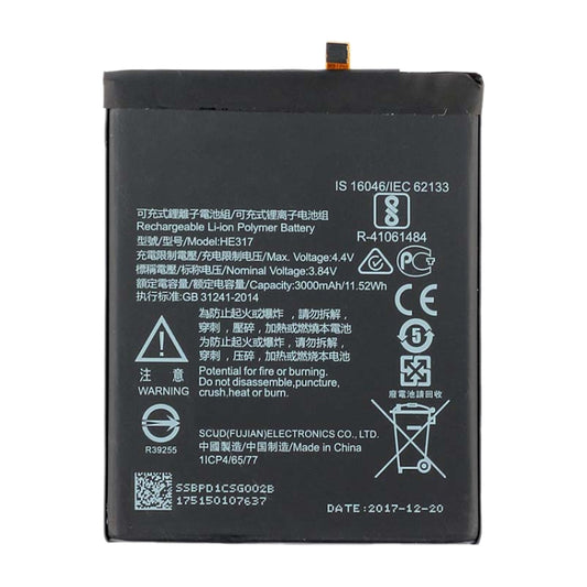 HE317 Li-ion Polymer Battery for Nokia 6 TA-1000 TA-1003 TA-1021 TA-1025 TA-1033 TA-1039, For Nokia 6 (HE317)