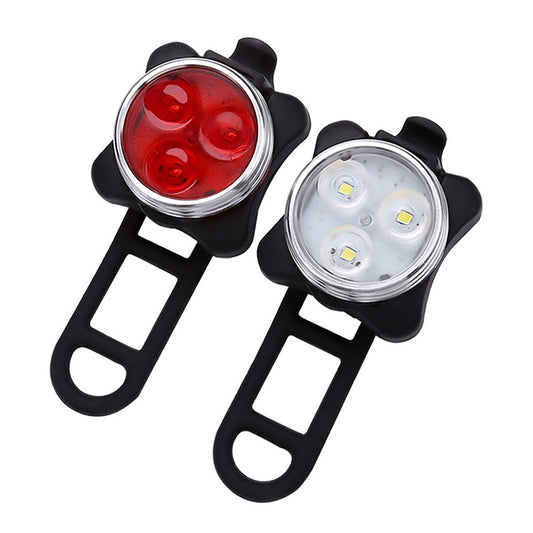 COB Lamp Bead 160LM USB Charging Four-speed Waterproof Bicycle Headlight / Taillight Set, Red + White Light 650MA, Red + White Light