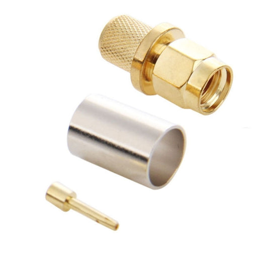 10 PCS LMR300 5D-FB Gold Plated RP-SMA Male Plug Pin Crimp RF Connector Adapter, RP-SMA Male Plug