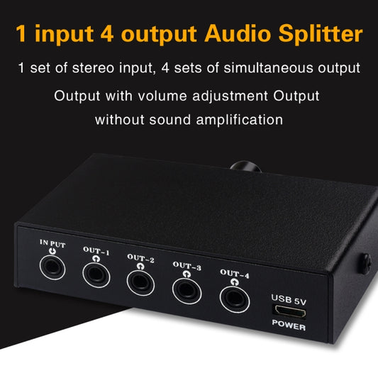 1 In 4 Out Audio Frequency Signal Splitter Distribute Device, Non Consumption, 3.5mm Interface Output, 1 In 4 Out 3.5mm Interface