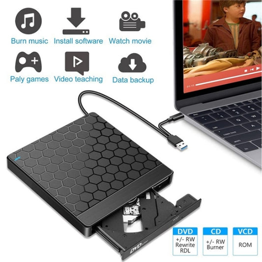 042 Football Pattern USB3.0 / Type-C Computer Laptop External Optical Drive Burner DVD Burner, 042
