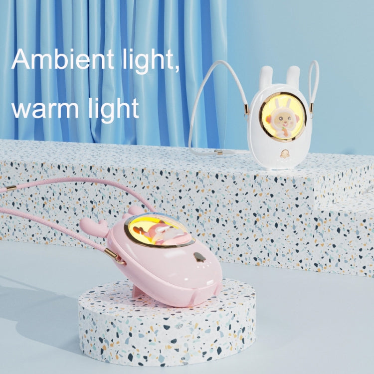 Star Pet Hanging Neck Fan USB Hand-Held Silent Luminous Fan, White, Pink, Yellow