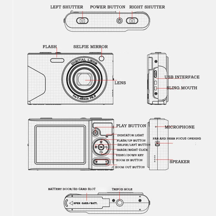 C8 4K 2.7-inch LCD Screen HD Digital Camera Retro Camera,Version:, 30W Standard Version White