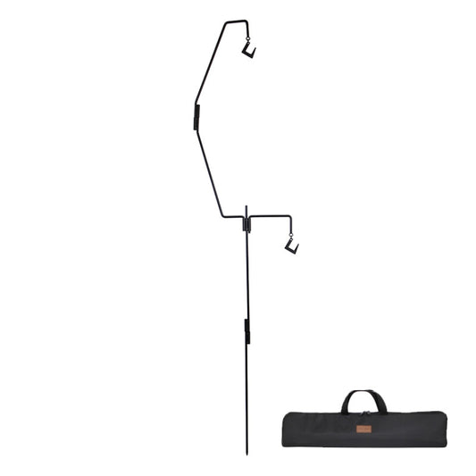 1.73m Camping Light Pole Wrought Iron Storage Rack Folding Light Hanging Rack with Storage Bag, 173cm