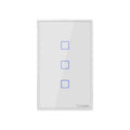 Sonoff T2 Touch 120mm Tempered Glass Panel Wall Switch Smart Home Light Touch Switch, Compatible with Alexa and Google Home, AC 100V-240V, US Plug, 120mm/ 3 US Plug