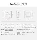 Sonoff T2 Touch 86mm Tempered Glass Panel Wall Switch Smart Home Light Touch Switch, Compatible with Alexa and Google Home, AC 100V-240V, UK Plug, 86mm/ 1 UK Plug