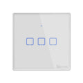 Sonoff T2 Touch 86mm Tempered Glass Panel Wall Switch Smart Home Light Touch Switch, Compatible with Alexa and Google Home, AC 100V-240V, UK Plug, 86mm/ 3 UK Plug