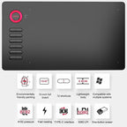 VEIKK A15 10x6 inch 5080 LPI Smart Touch Electronic Graphic Tablet, with Type-C Interface, A15 Gold, A15 Blue, A15 Red