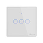 Sonoff T2 Touch 86mm Tempered Glass Panel Wall Switch Smart Home Light Touch Switch, Compatible with Alexa and Google Home, AC 100V-240V, EU Plug, 86mm/ 3 EU Plug