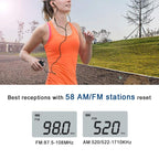 HRD-103 FM + AM Two Band Portable Radio with Lanyard & Headset