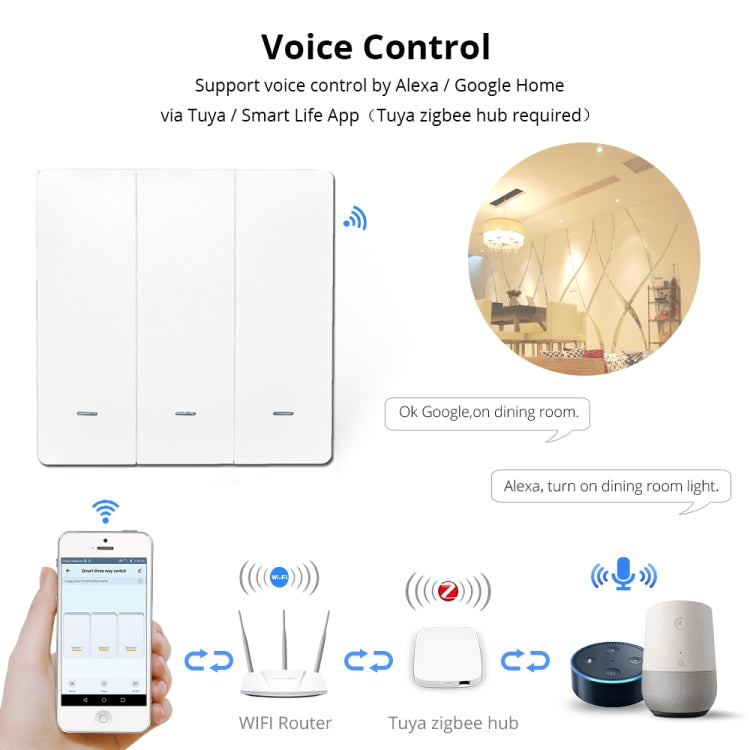 3 Buttons Intelligent Switch Smart Wall Switch, 3 Buttons