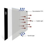 2.2W 5V LED Three Level of Brightness Dimmable A5 Acrylic USB Copy Boards Anime Sketch Drawing Sketchpad