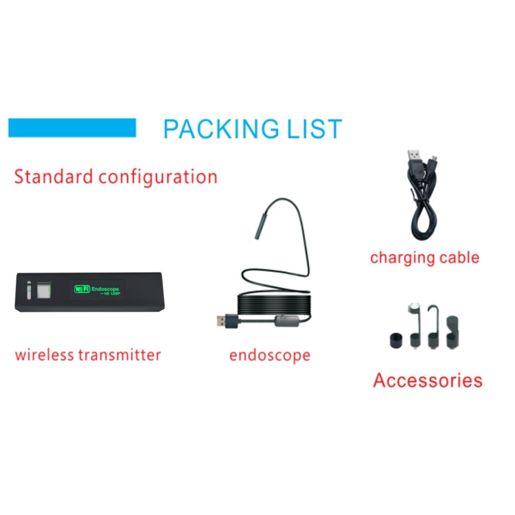 YPC110 8mm 2.0MP HD Camera WiFi Endoscope Snake Tube Inspection Camera with 8 LED, Waterproof IP68, Lens Diameter: 8mm, Length: 10m, Hard Line, 10m Hard Line