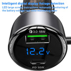 Yesido Y58 60W PD + QC3.0 Dual Port Car Fast Charger with USB-C / Type-C + 8 Pin Spring Cable, Y58