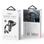 Yesido Y58 60W PD + QC3.0 Dual Port Car Fast Charger with USB-C / Type-C + 8 Pin Spring Cable, Y58