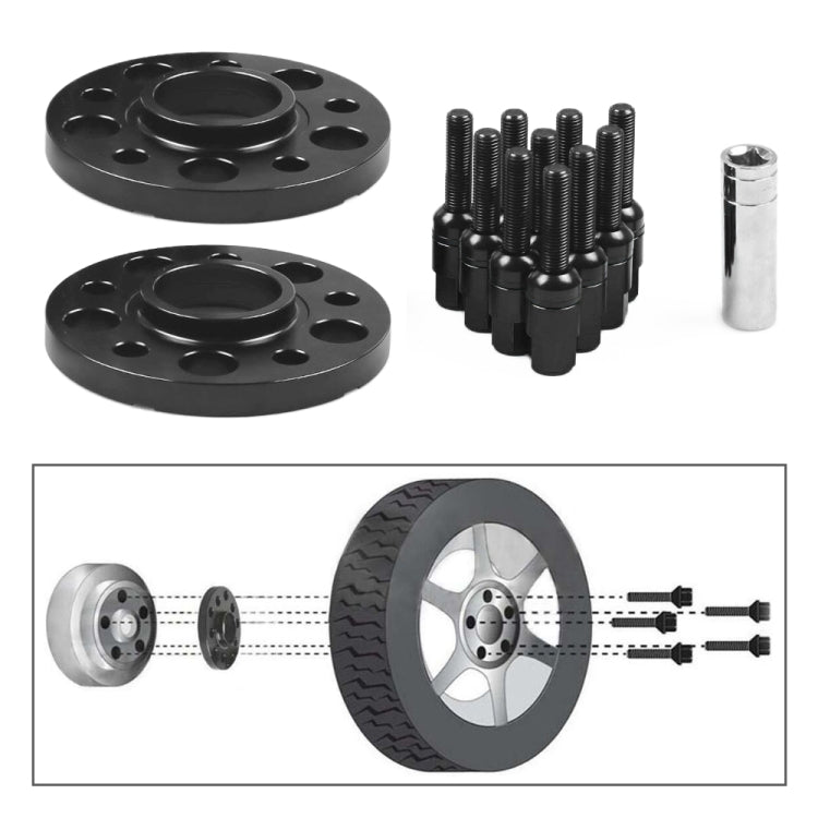 For Mercedes-Benz 15mm Car Modified Wheel Hub Flange Center Wheel Spacer with M12x1.5 Screws, 15mm