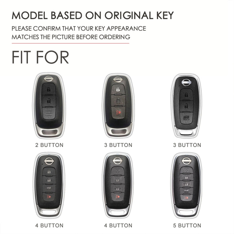 For Nissan Teana / Ariya 3-button Tail Box Hallmo Car Cowhide Leather Key Protective Cover Key Case, 3-button Tail Box