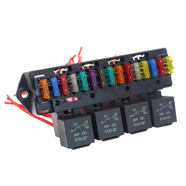 Car 15-way Fuse Box with 4-way 12V 40A Relay, 12V 40A