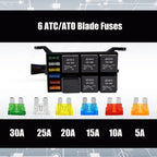 12V 5 Pin Car 6 Slots Waterproof Relay Fuse Box with Cable, 12V