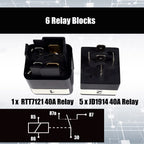 12V 5 Pin Car 6 Slots Waterproof Relay Fuse Box with Cable, 12V