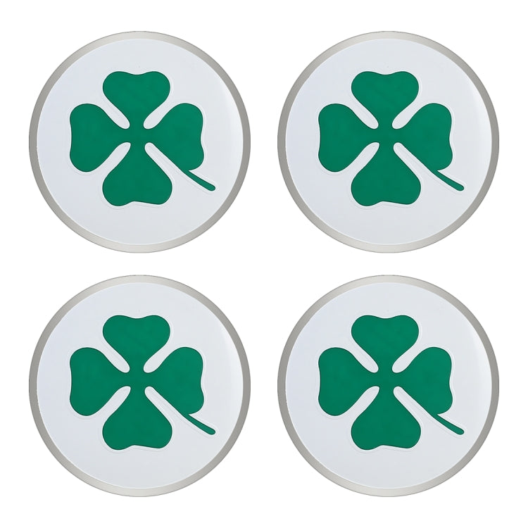 4 in 1 Car Four Leaf Clover Pattern Wheel Hub Decorative Sticker, Diameter: 5.8cm, Four Leaf Clover Pattern