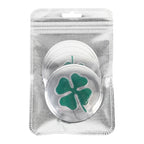 4 in 1 Car Four Leaf Clover Pattern Wheel Hub Decorative Sticker Silver, Diameter: 5.8cm, Four Leaf Clover Pattern Silver