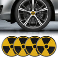 4 in 1 Car Wheel Hub Decorative Sticker, Diameter: 5.8cm, Black + Yellow