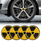 4 in 1 Car Wheel Hub Decorative Sticker, Diameter: 5.8cm, Black + Yellow