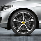 4 in 1 Car Wheel Hub Decorative Sticker, Diameter: 5.8cm, Black + Yellow