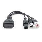 Motorcycle OBD II 3 Pin + 4 Pin + 6 Pin to 16 Pin Adapter Cable for Honda / Yamaha, For Honda / Yamaha (Black)