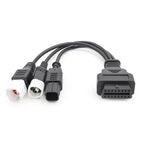 Motorcycle OBD II 3 Pin + 4 Pin + 6 Pin to 16 Pin Adapter Cable for Honda / Yamaha, For Honda / Yamaha (Black)