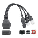 Motorcycle OBD II 3 Pin + 4 Pin + 6 Pin to 16 Pin Adapter Cable for Honda / Yamaha, For Honda / Yamaha (Black)