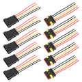 10pcs 4P Car Waterproof Plug Car Connector Plug-In, Length：10cm, 5P