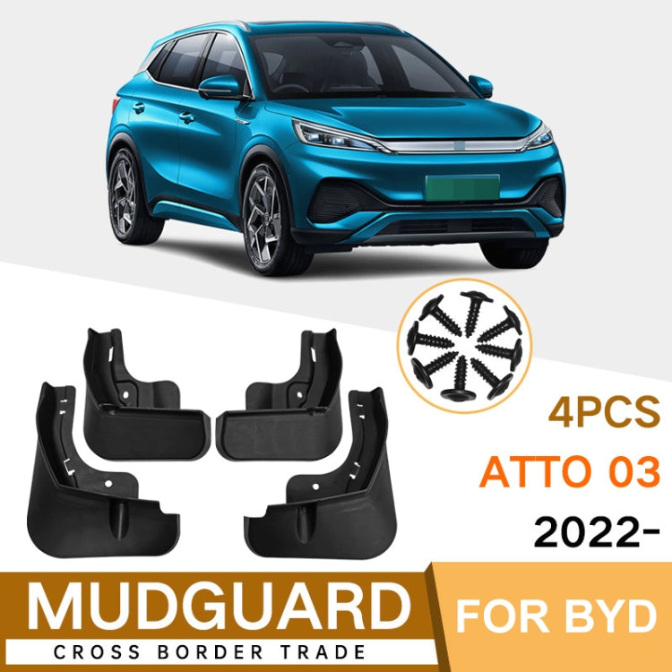 For BYD Atto 03 Yuan Plus 2022 4pcs/Set Car Auto Soft Plastic Splash Flaps Fender Guard, For BYD Atto 03 Yuan Plus 2022