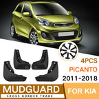 For KIA Picanto 2011-2018 4pcs/Set Car Auto Soft Plastic Splash Flaps Fender Guard, For KIA Picanto 2011-2018