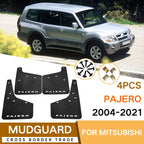 For Mitsubishi PAJERO 2004-2021 4pcs/Set Car Auto Soft Plastic Splash Flaps Fender Guard, For Mitsubishi PAJERO 2004-2021
