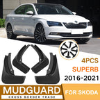 For Skoda Superb 2016-2021 4pcs/Set Car Auto Soft Plastic Splash Flaps Fender Guard, For Skoda Superb 2016-2021