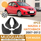 For Mazda 2 Hatchback 2007-2012 4pcs/Set Car Auto Soft Plastic Splash Flaps Fender Guard, For Mazda 2 Hatchback 2007-2012