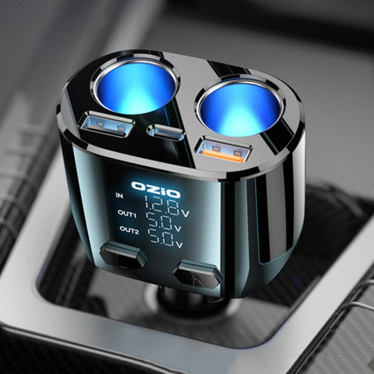 Ozio CL48TC 66W PD 20W + USB Dual Port Multi-function Car Charger with Dual Cigarette Lighters, CL48TC