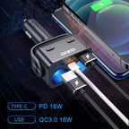 Y48TC QC3.0 + Type-C Dual Port Fast Charging Multi-function Car Charger Cigarette Lighter, Y48TC