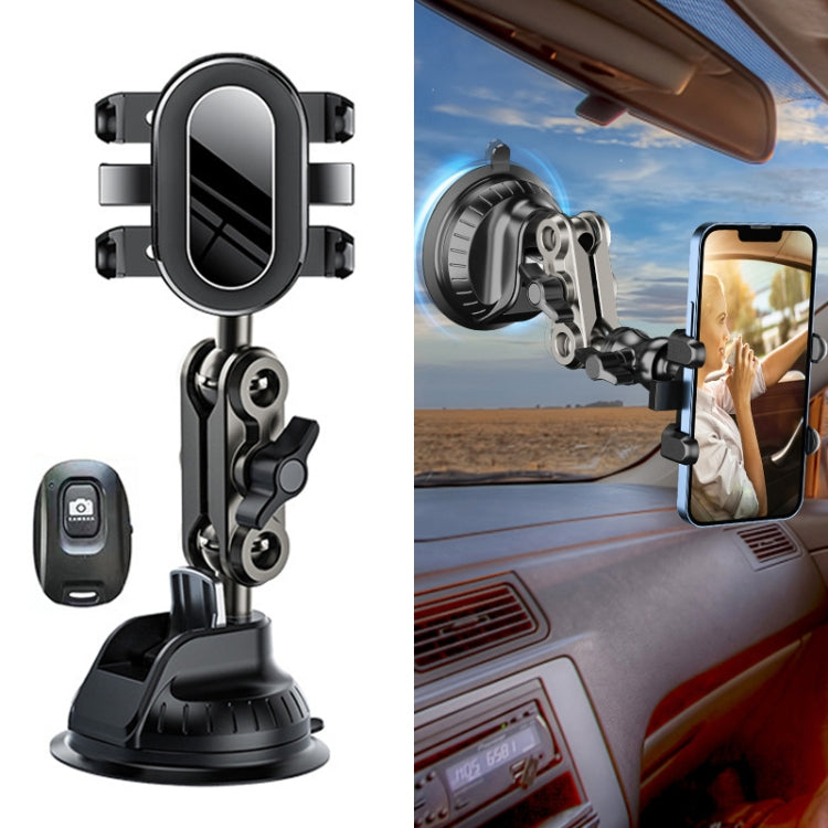 Car Universal Overhead Camera Suction Cup Phone Holder, Short Style with Bluetooth Remote Control, with Bluetooth Remote Control