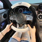 Round Style Car Universal Camellia Pattern Plush Warm Anti-skid Steering Wheel Cover, Diameter: 38cm, Round Style