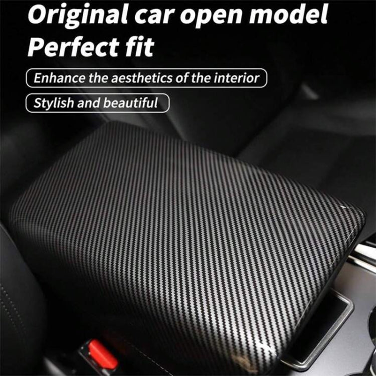 For Tesla Model 3 / Y Car Center Console Armrest Box Carbon Fiber Pattern Protective Cover, Armrest Box Protective Cover