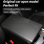 For Tesla Model 3 / Y Car Center Console Armrest Box Carbon Fiber Pattern Protective Cover, Armrest Box Protective Cover