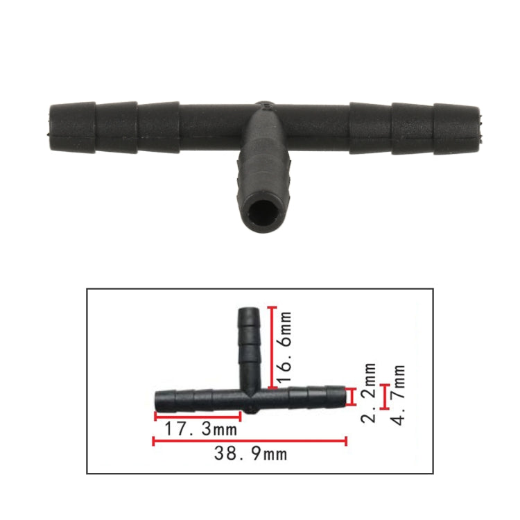 10pcs/Bag Car T Type Wiper Spray Nozzle Water Pipe Connection Tube, C405