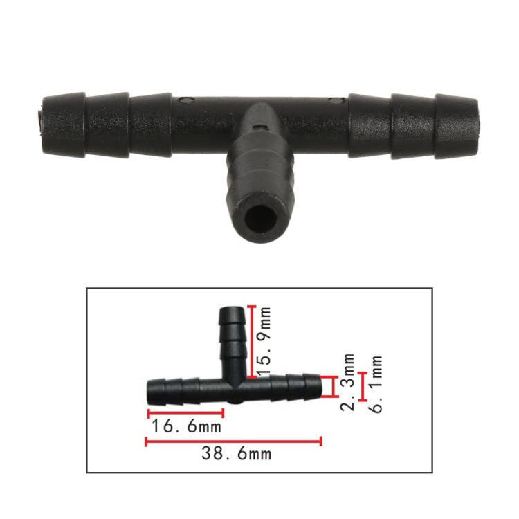 10pcs/Bag Car T Type Wiper Spray Nozzle Water Pipe Connection Tube, C406