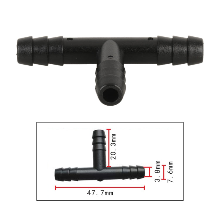 10pcs/Bag Car T Type Wiper Spray Nozzle Water Pipe Connection Tube, C407