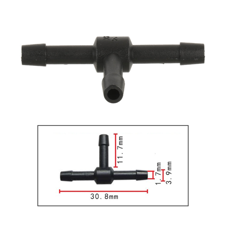 10pcs/Bag Car T Type Wiper Spray Nozzle Water Pipe Connection Tube, C412